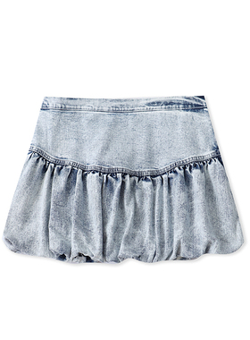 花苞牛仔短裙夏季新款外贸女装百搭做旧松紧腰显瘦A字半身裙18257