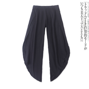 半松紧腰侧开片宽松休闲萝卜裤 棉纱哈伦裤 外贸女装 新款 17076 夏季