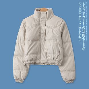 PU皮外套冬新款外贸女装百搭保暖立领短款长袖拉链夹克棉服13907