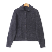 修身 高弹力针织开衫 百搭翻领单排扣长袖 外贸女装 毛衣19472 春新款