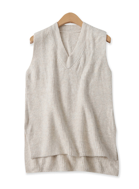 大版型毛衣马甲秋新款外贸女装时尚百搭V领宽松显瘦针织背心15893