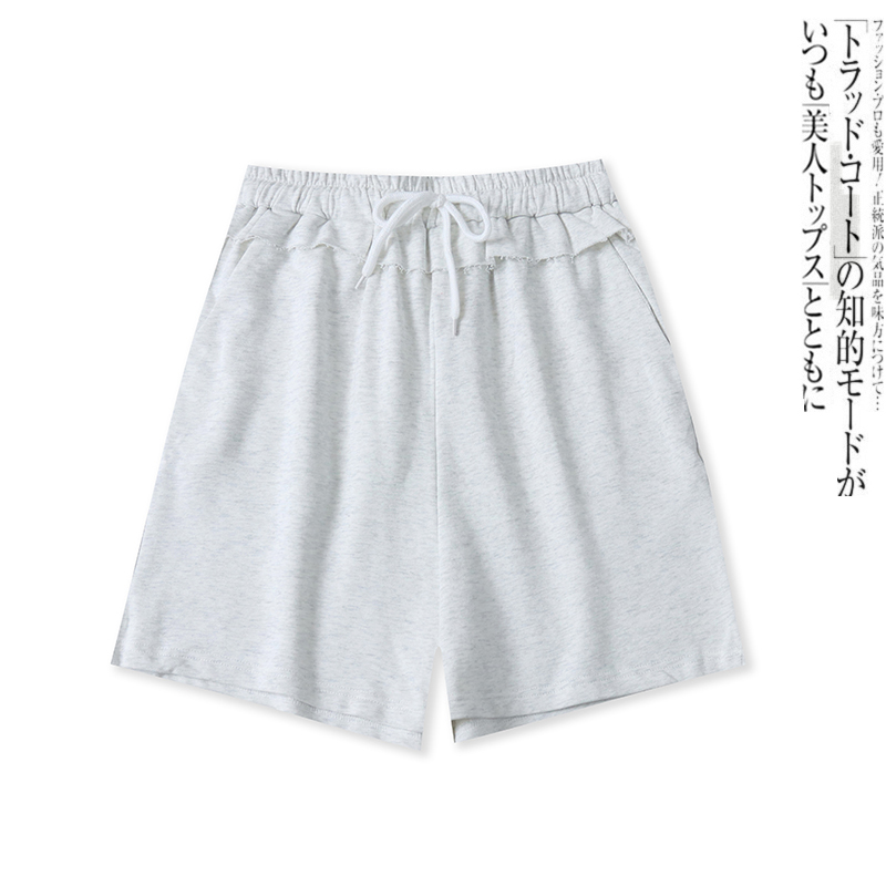 松紧高腰系带休闲毛圈短裤