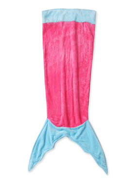 美人鱼睡袋秋冬新款外贸亲子家居保暖撞色珊瑚绒卡通印花毯15696