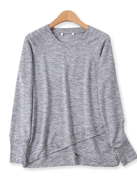 莫代尔卫衣秋新款外贸女装休闲百搭高弹力显瘦插肩长袖上衣13046