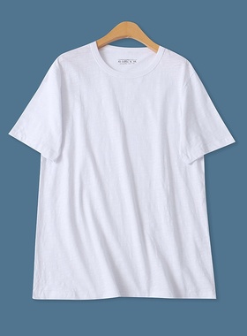 竹节棉T恤夏新款外贸女装百搭休闲大码宽松纯色圆领短袖上衣18292