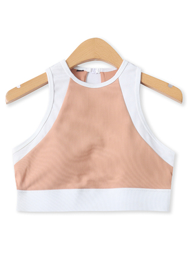 瑜伽背心春新款外贸女装防震带胸垫后搭扣露背拼色运动内衣17944