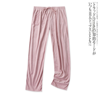 松紧腰系带复古金丝绒运动卫裤