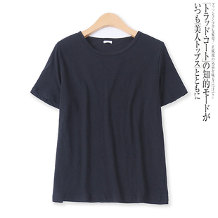 外贸女装 新款 夏季 上衣9007 大码 显瘦短袖 简洁百搭圆领修身 纯色T恤