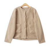 新款 外贸女装 日单百搭单排多扣宽松长袖 摇粒绒外套冬季 绒衫 19398