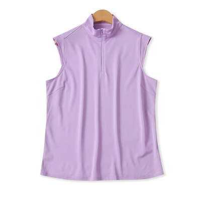 运动背心夏新款外贸女装时尚百搭半拉链宽松跑步速干无袖t恤20359