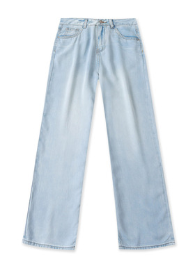 软牛仔直筒裤春季新款外贸女装休闲百搭高腰显瘦莱赛尔长裤19405