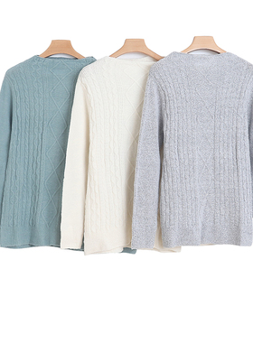 打底毛衣冬季新款外贸女装时尚百搭半高领显瘦长袖麻花针织衫9961