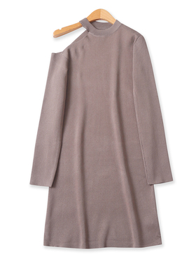 露肩针织衫秋季新款外贸女装时尚百搭中长修身长袖套头打底18869