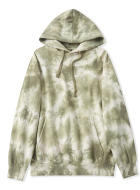 扎染薄绒卫衣春季新款外贸女装休闲百搭袋鼠兜宽松长袖上衣19503