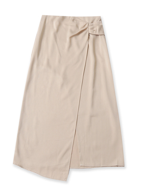 不对称半身裙秋季新款外贸女装时尚褶皱侧拉链显瘦开叉长裙18884