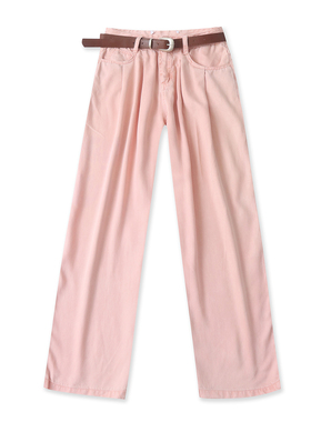 莱赛尔直筒裤春季新款外贸女装休闲百搭高腰多口袋宽松长裤19423