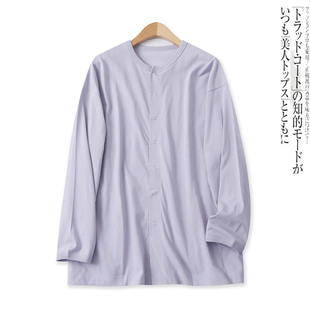 休闲百搭圆领前扣宽松长袖 外贸女装 外套16922 夏秋新款 日单薄开衫