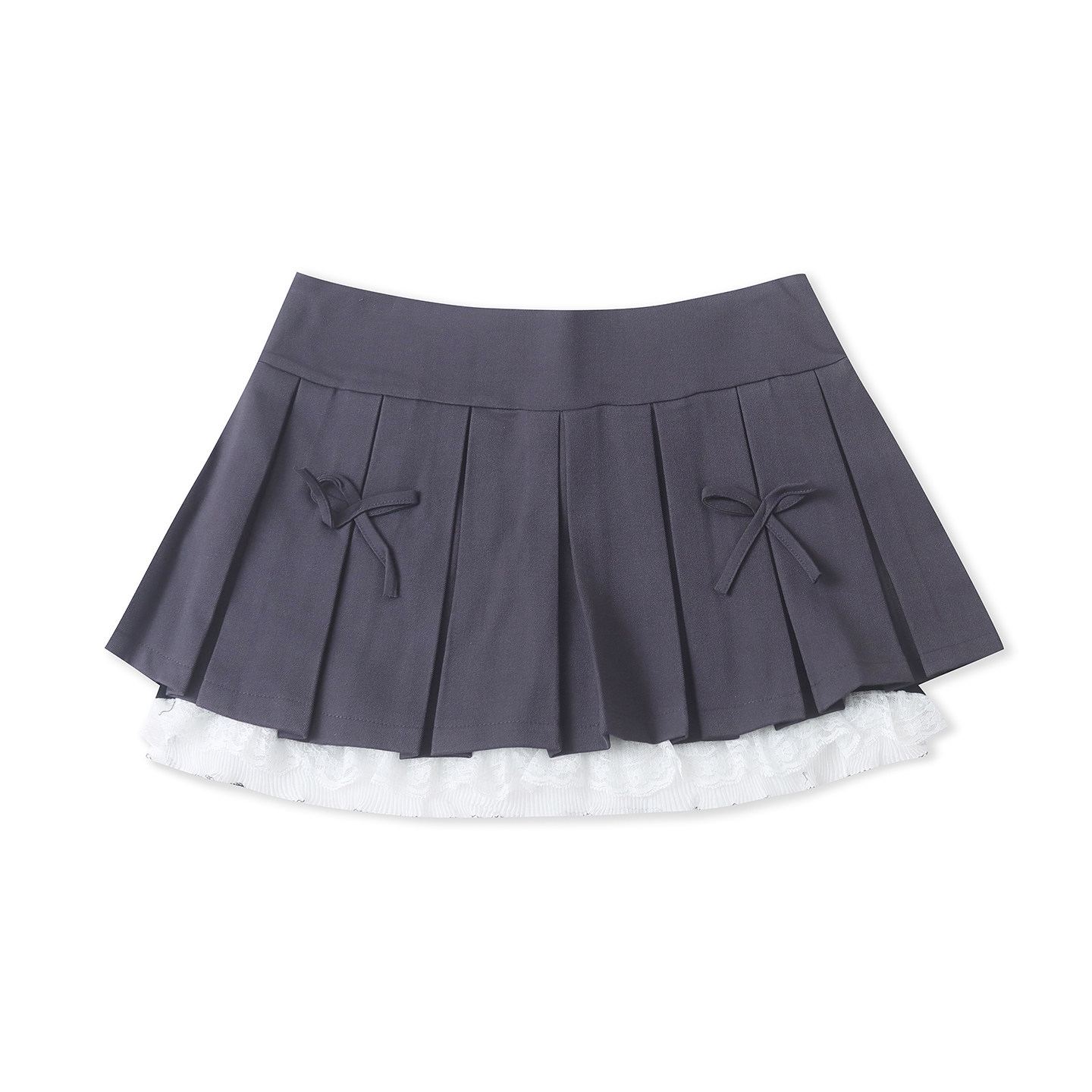 百褶裙春夏新款外贸女装学院风侧拉链修身蕾丝花边半身短裙19548