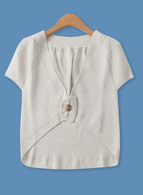 针织毛衣披肩秋新款外贸女时尚百搭一粒扣弹力显瘦亮丝外套15407