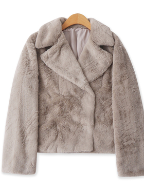 仿皮草外套冬季新款外贸女装百搭时尚翻领按扣宽松长袖大衣18556