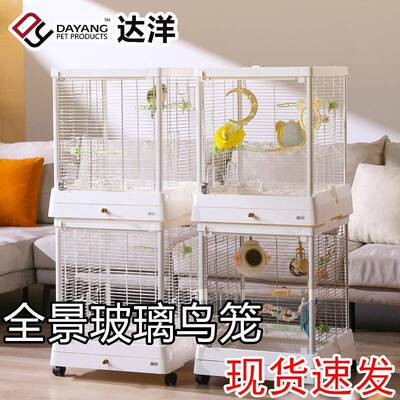 正品达洋B5001SS全景玻璃鸟笼304不锈钢家用鹦鹉别墅玄凤虎皮适用