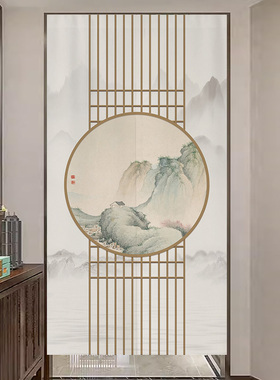 中式中国风门帘隔断帘玄关厕所帘子遮挡帘卧室房间家用卫生间挂帘