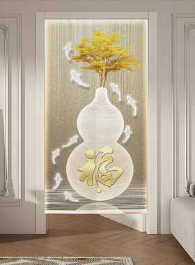 新款中式轻奢麋鹿门帘隔断帘玄关厕所布帘卧室房间家用挂帘遮挡帘