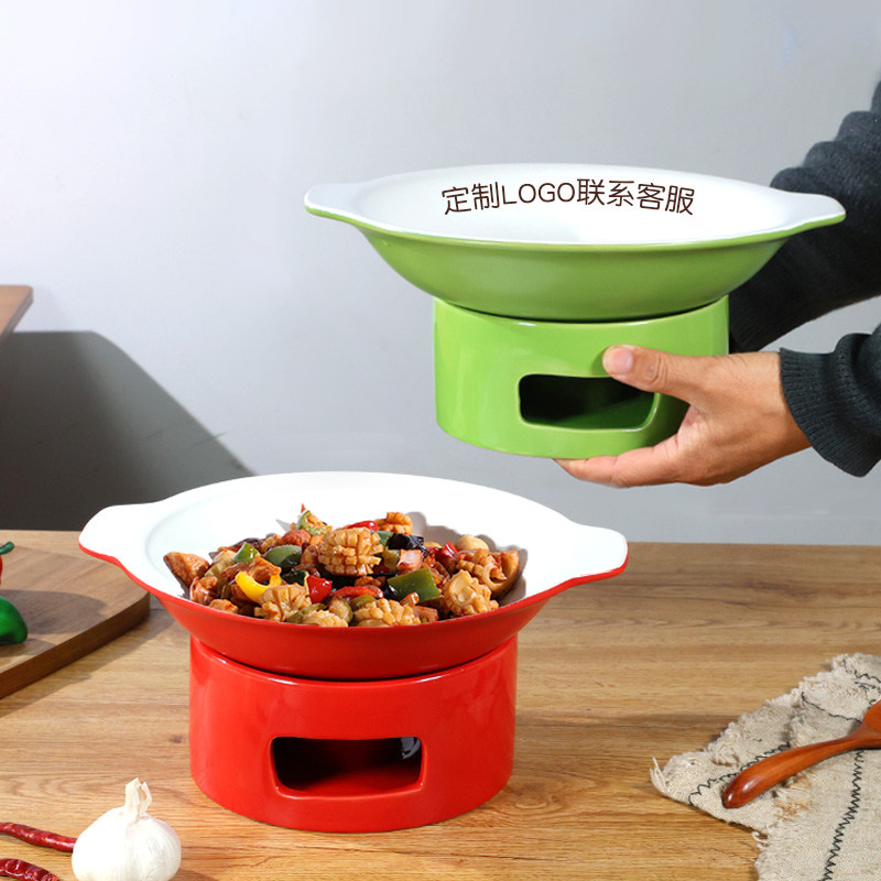 陶瓷干锅锅具家用商用加热菜盘酒店餐具饭店专用砂锅酒精炉小火锅