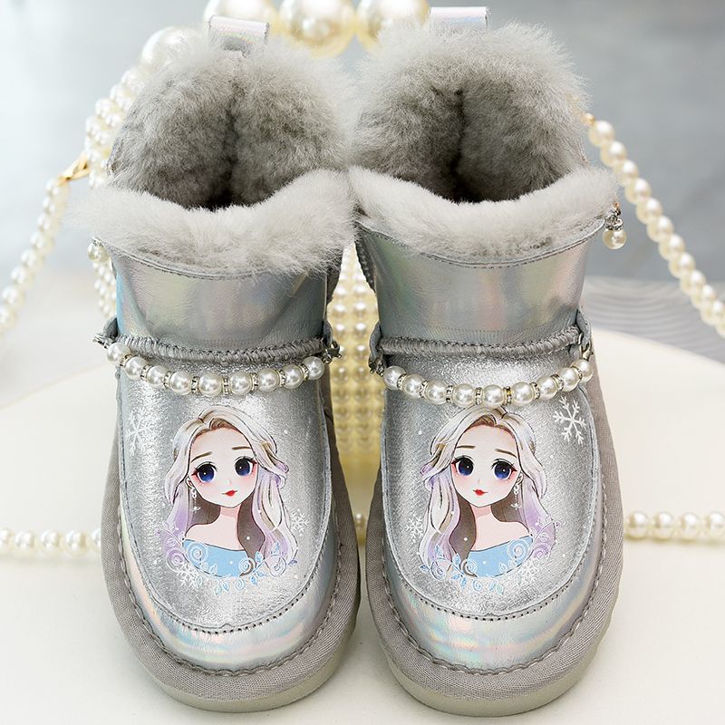 冬季女童防水真皮雪地靴