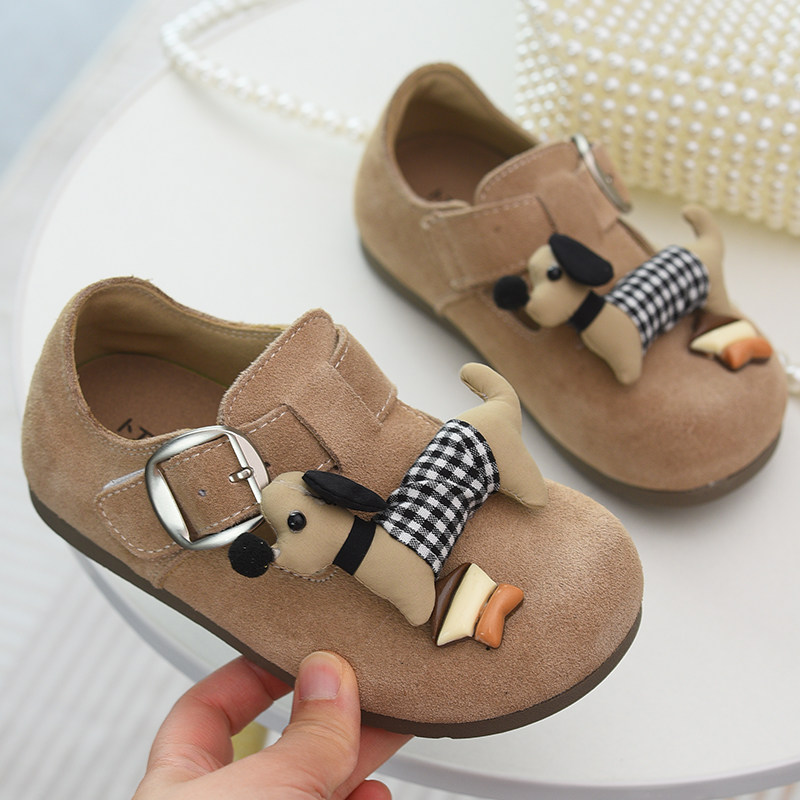 儿童真皮勃肯鞋复古卡通小皮鞋2025春秋新款男童鞋子女童软底单鞋