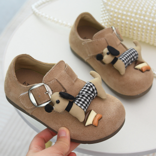 儿童真皮勃肯鞋复古卡通小皮鞋2025春秋新款男童鞋子女童软底单鞋