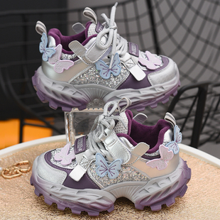 女童加绒运动鞋女孩保暖棉鞋2025冬季新款童鞋儿童防滑轻便老爹鞋