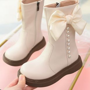 女童靴子儿童真皮公主靴2025秋冬新款二棉靴长筒靴宝宝加绒高筒靴