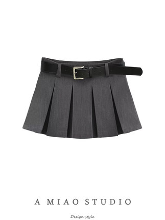 辣妹宝藏~高级感复古低腰显瘦百褶裙防走光学姐A字裙半身裙短裙潮