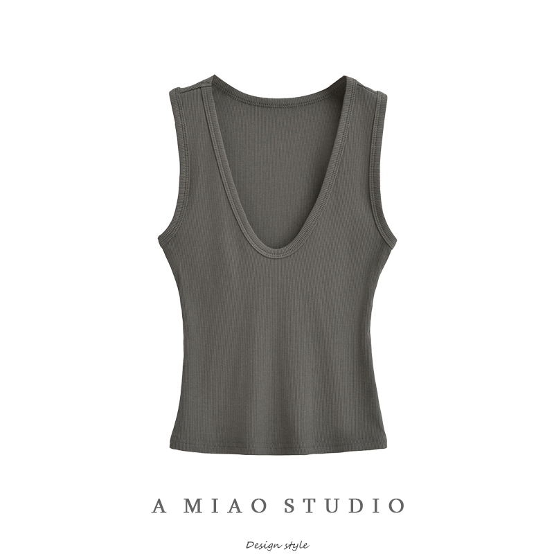 纯色百搭深V领性感辣妹背心