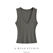 背心夏季 百搭短款 打底衫 纯欲辣妹性感心机低胸深V领纯色修身 女装