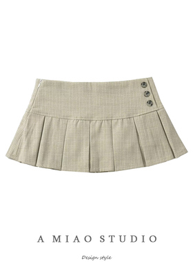 美式复古博主款辣妹性感低腰百褶裙女防走光A字迷你半身裙超短裙