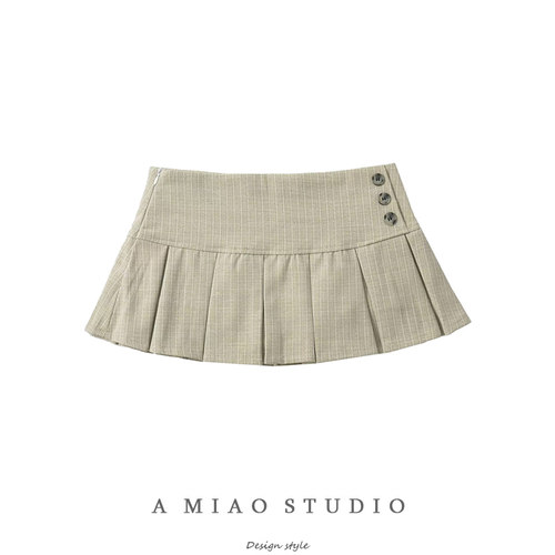 百褶裙复古辣妹低腰半身裙