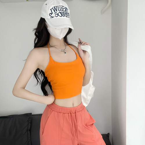 纯欲性感辣妹后背交叉胸垫背心