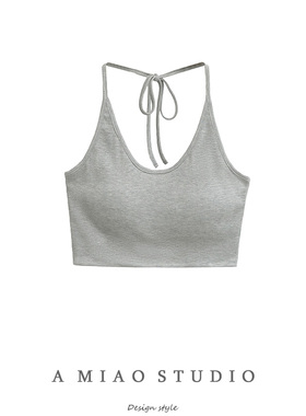 纯欲性感辣妹系带挂脖大露背吊带夏季新款含胸垫内搭外穿背心打底