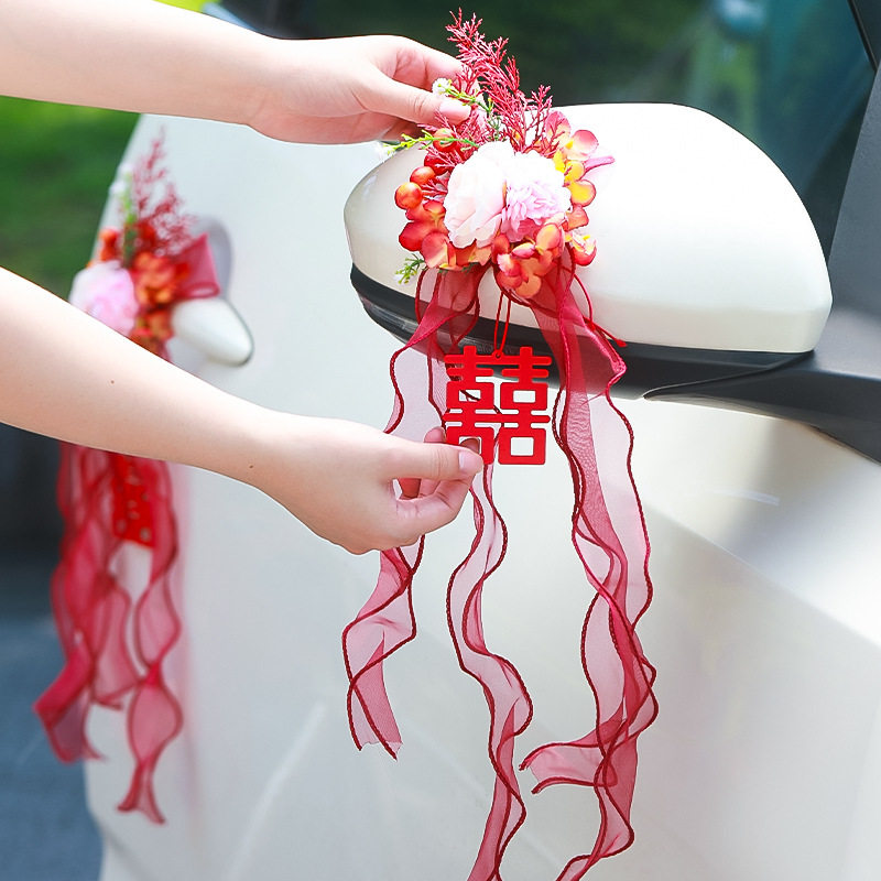 DUOBAO婚车拉花车队装饰车头花专用车门喜字车贴副车队高级彩带3