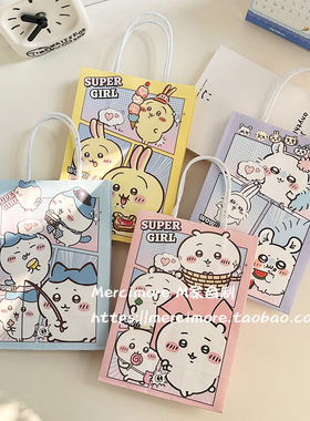 新款自制可爱吉伊卡哇小号手提礼品袋卡通少女心手提纸袋礼物包装