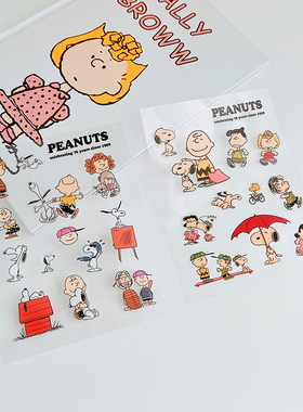 M家ins风查理史努比卡通透明贴纸防水PVC手机壳贴鼠标水杯diy手账