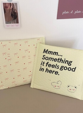 韩系ins风爱心波点气泡信封袋黄色卡通可爱自留信封