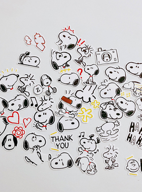 ins风韩国可爱史努比卡通防水贴纸手机壳手账diy贴画卡通少女装饰