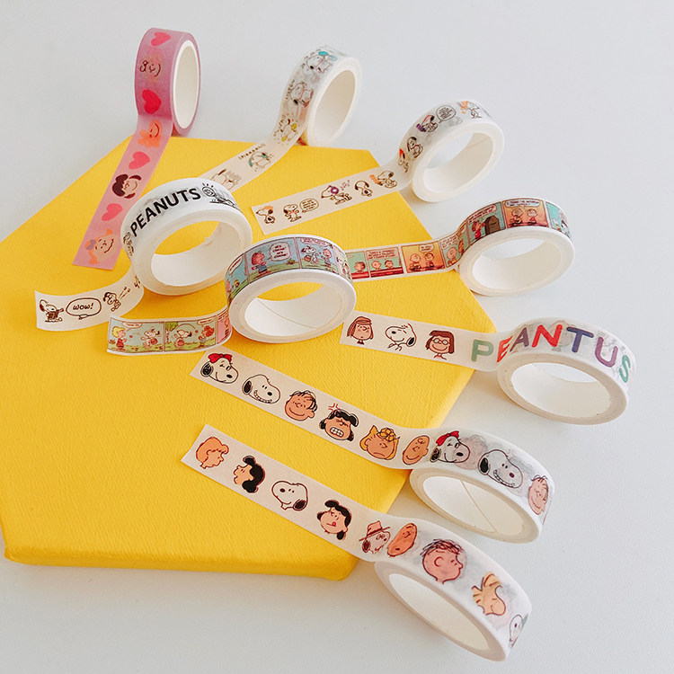 针不戳！可爱史努比卡通和纸胶带整卷手账日记可撕纸胶带彩色贴纸