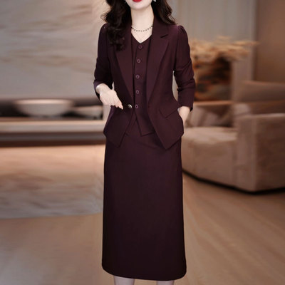 小香风套装连衣裙2025新款秋冬爆款高端喜婆婆婚宴妈妈礼服两件套