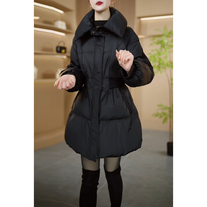 气质收腰爆款加厚白鸭绒外套女2025冬季新款妈妈中长款保暖羽绒服