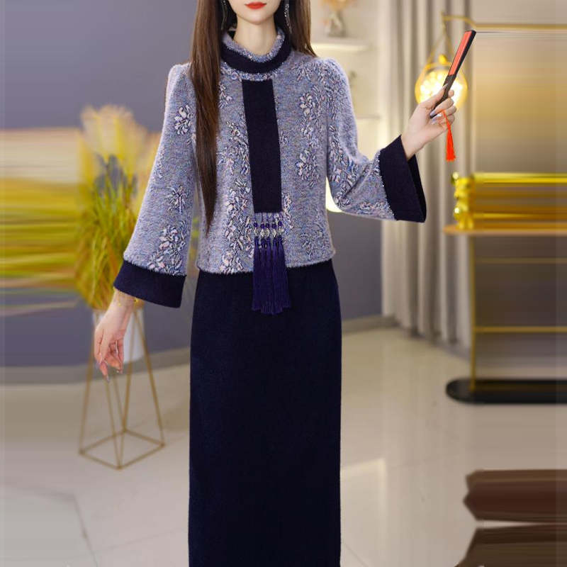 亿亿新中式国风卫衣套装裙女2025新款秋冬减龄穿搭半身裙两件套潮