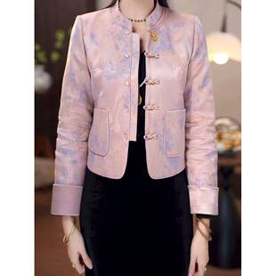 宋锦提花缎夹棉加厚棉衣外套2025冬季新款时尚气质显瘦新中式外套